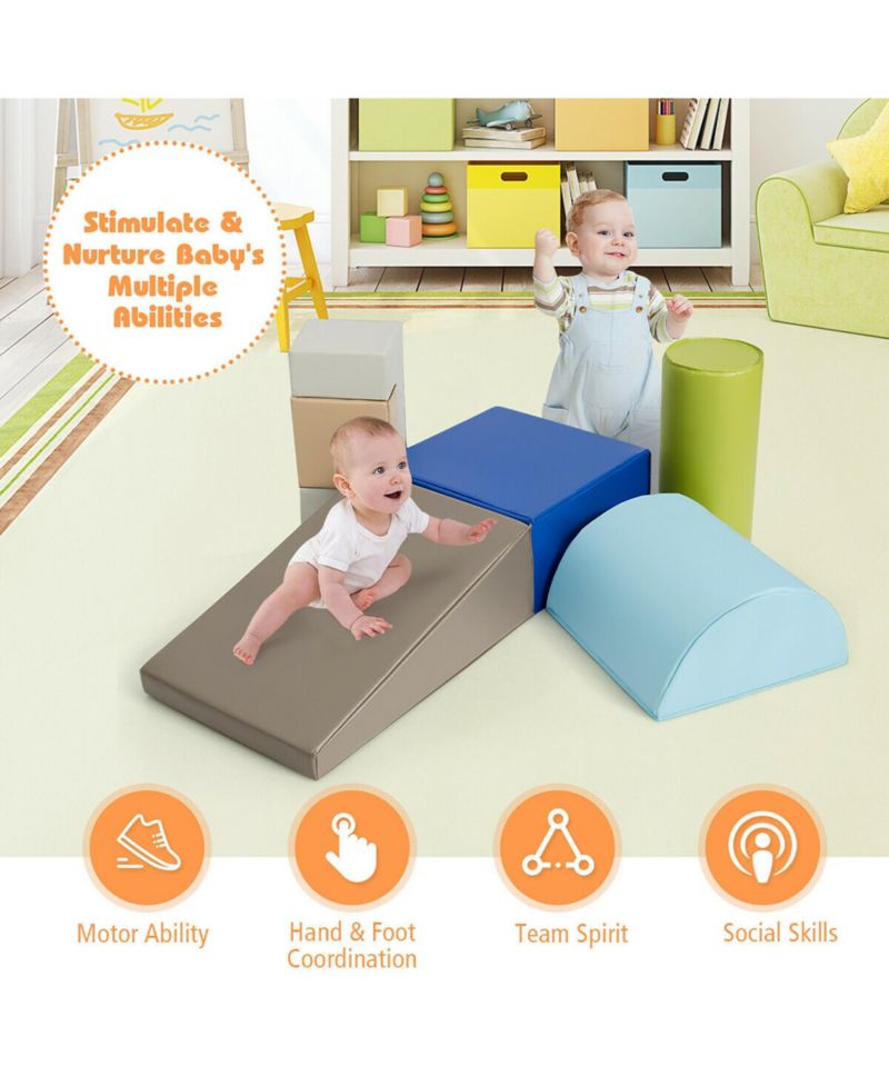 6 Piece Climb Crawl Play Set Indoor Kids Toddler Baby Safe Foam