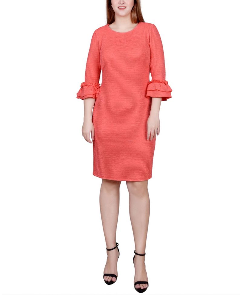 Petite 3/4 Sleeve Textured Knit Dress