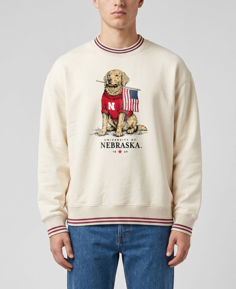 Men's and Women's Cream Nebraska Huskers Americana Good Boy Ribbed Premium Sweatshirt