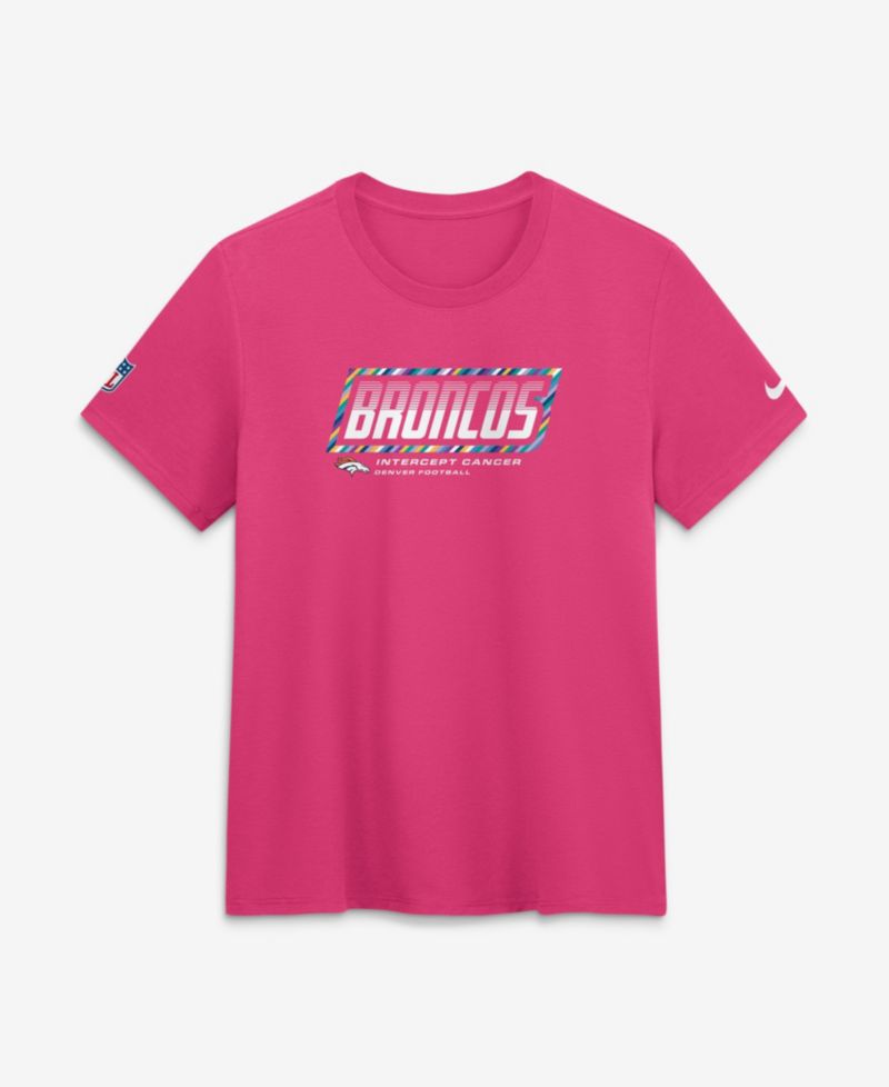 Women's Pink Denver Broncos 2026 NFL Crucial Catch Tri-Blend Dri-FIT T-Shirt