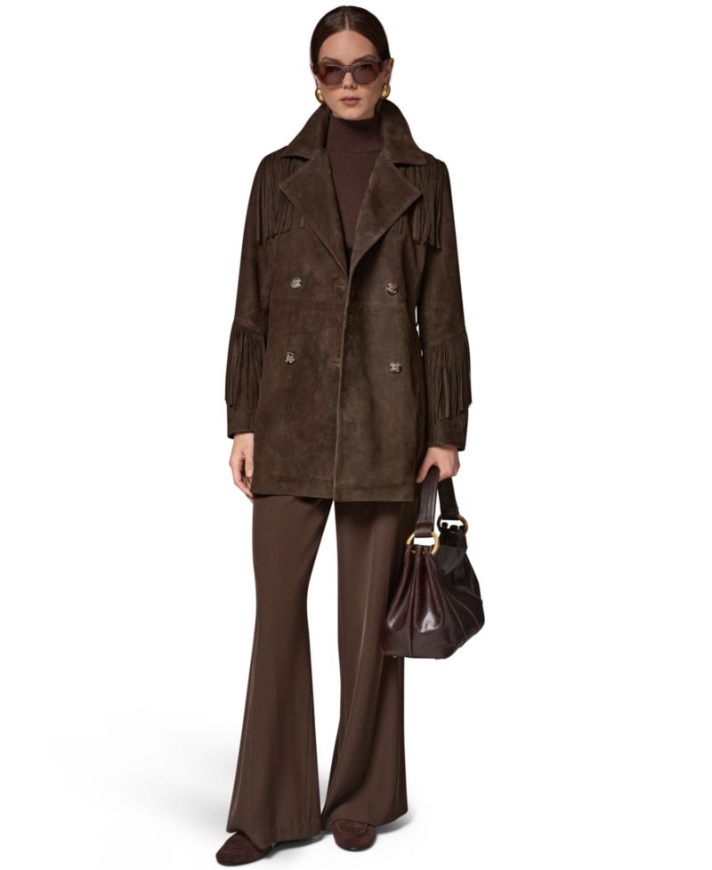 Women's Suede Trench with Fringe Coat