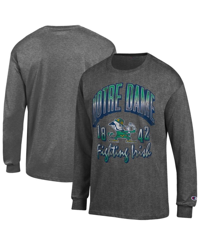 Men's Heather Charcoal Notre Dame Fighting Irish Bold Long-Sleeve T-Shirt