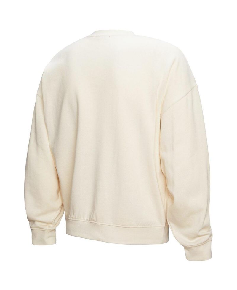 Women's Cream Philadelphia 76ers Oversprayed Pullover Sweatshirt