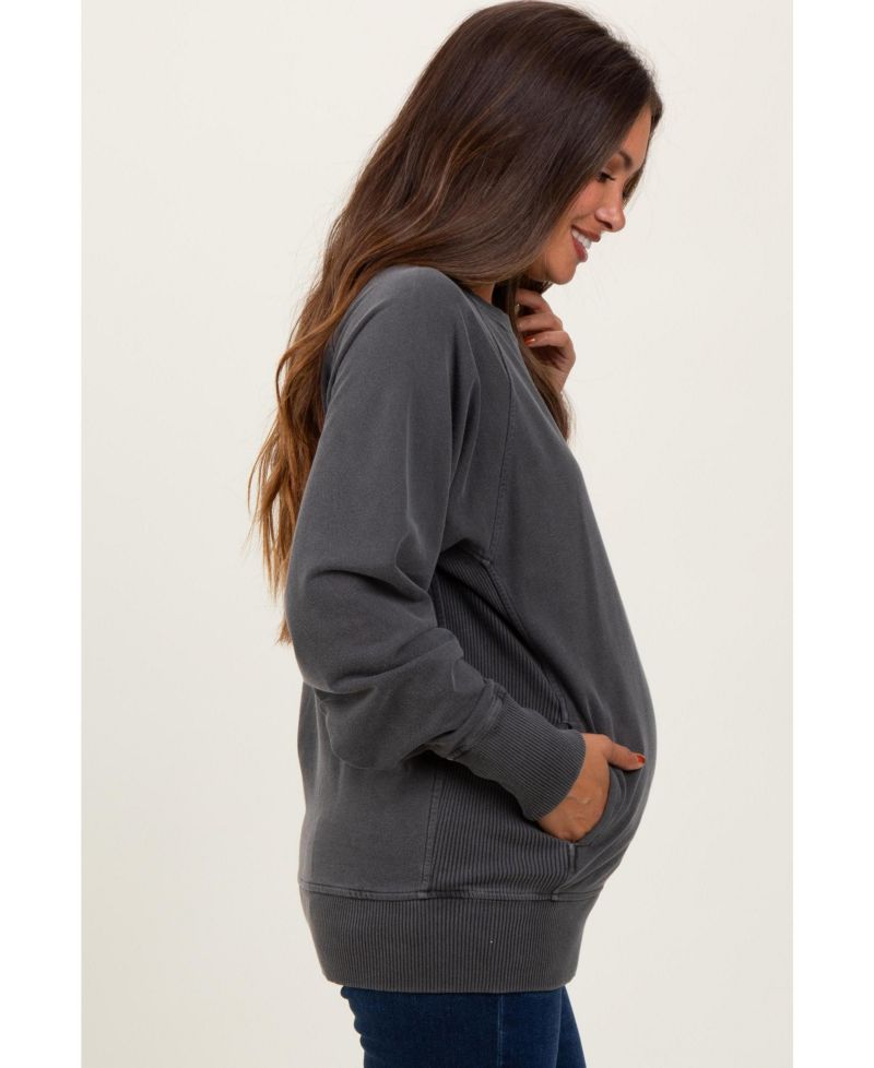 Women's Black Vintage Wash French Terry Pullover