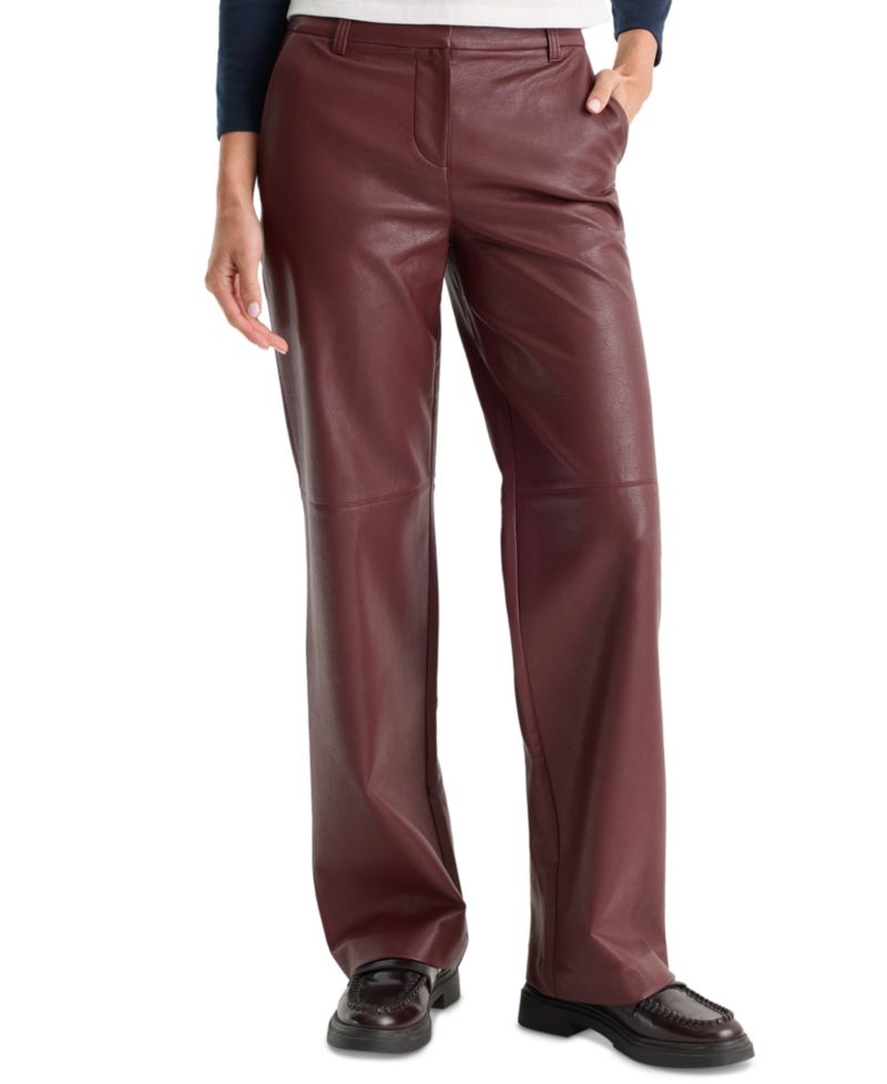 Women's Better Than Leather Low-Rise Wide-Leg Faux Leather Trousers