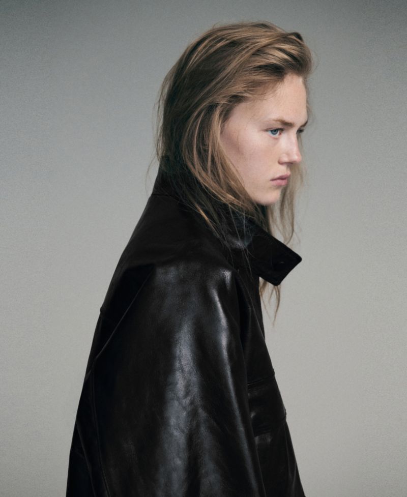 Women's Selection Oversized Funnel-Neck Leather Parka