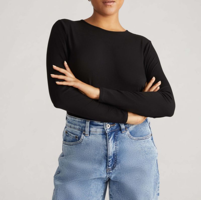 Plus Size Liquid Jersey Long Sleeve Top