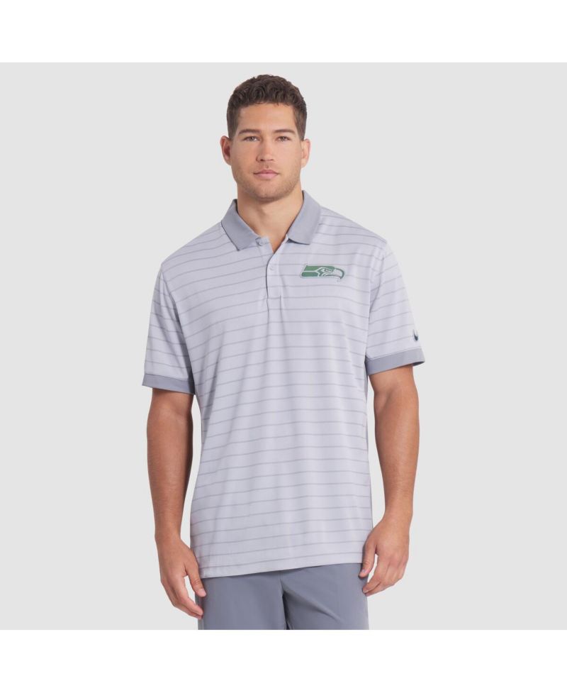 Men's Wolf Gray Seattle Seahawks 2025 Rivalries Collection Sideline Victory Striped Dri-FIT Polo Shirt