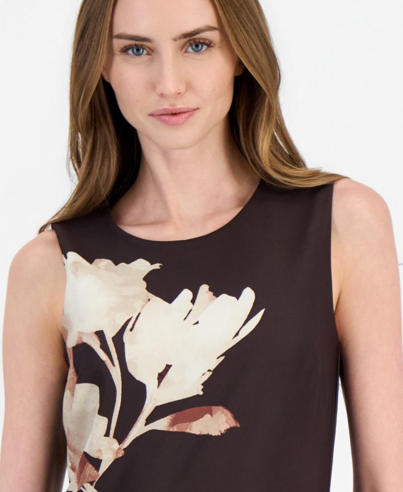Women's A-Line Printed Scuba Floral Midi Dress