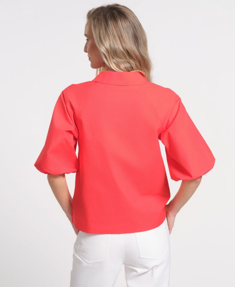 Women's Peter Pan Collar 3/4-Length-Sleeve Top