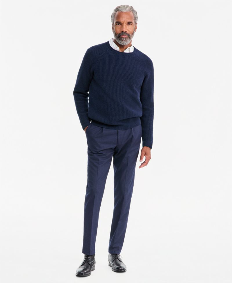 Men's Cashmere Wool Blend Long-Sleeve Waffle Wool Crewneck Sweater, Macy's Exclusive