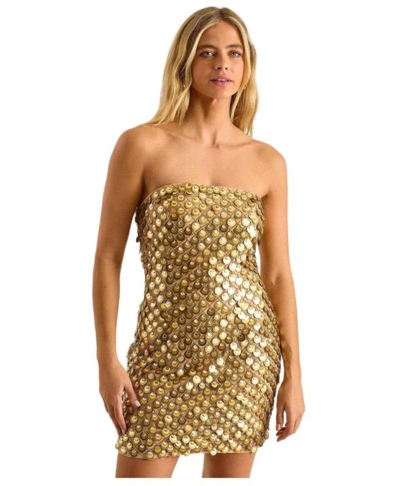 Women's Layered Disc Bandeau Mini Dress
