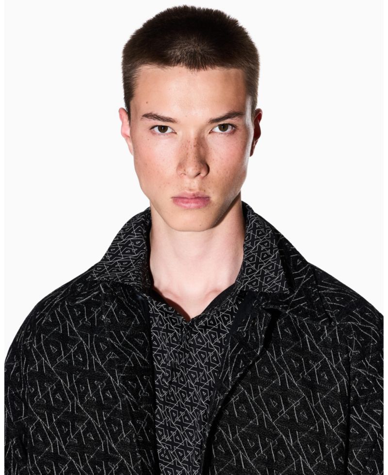 Men's Long Sleeve Poplin Allover Logo Woven Shirt