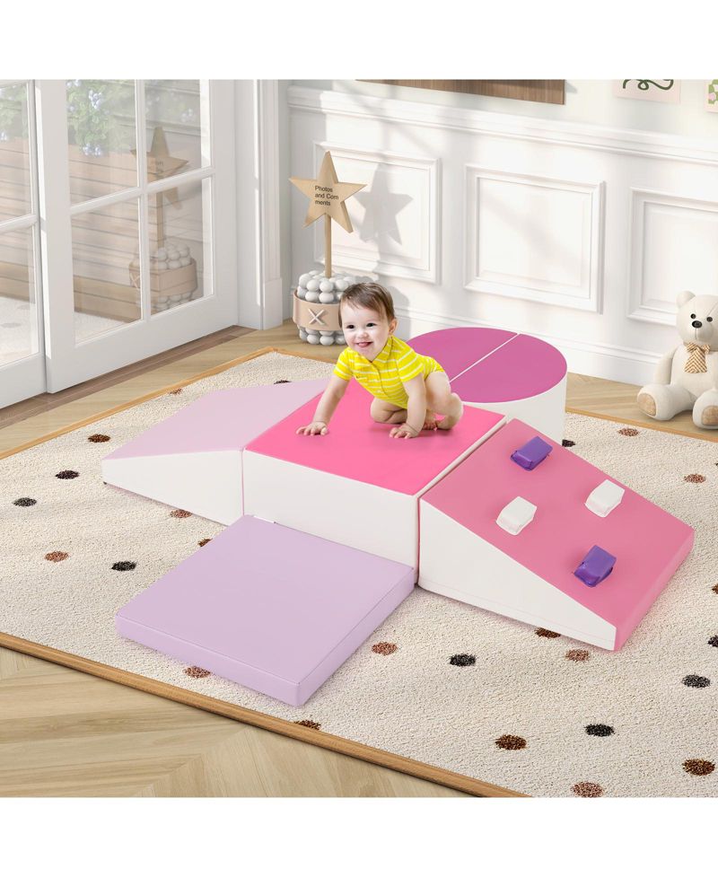 6-Piece Soft Toddler Play Set with Climbing Triangle, Ramp & Safe Foam Design for Active Play