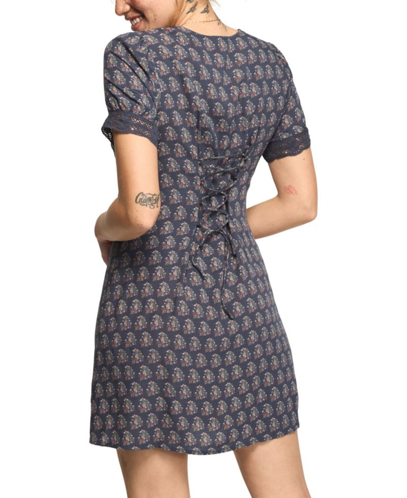 Women's Lace-Trimmed Short-Sleeve Mini Dress