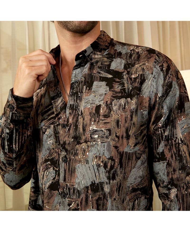 Men's Obsidian Black Impressionistic Strokes Shirt