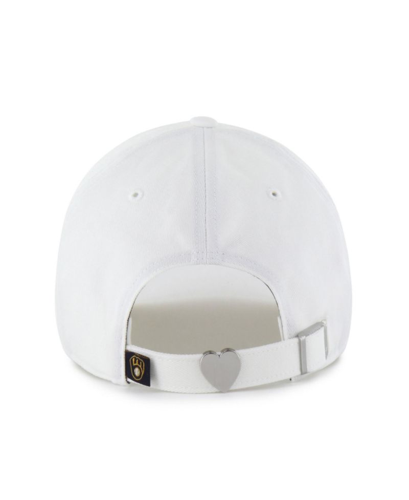Women's White Milwaukee Brewers Trendy Script Clean Up Adjustable Hat