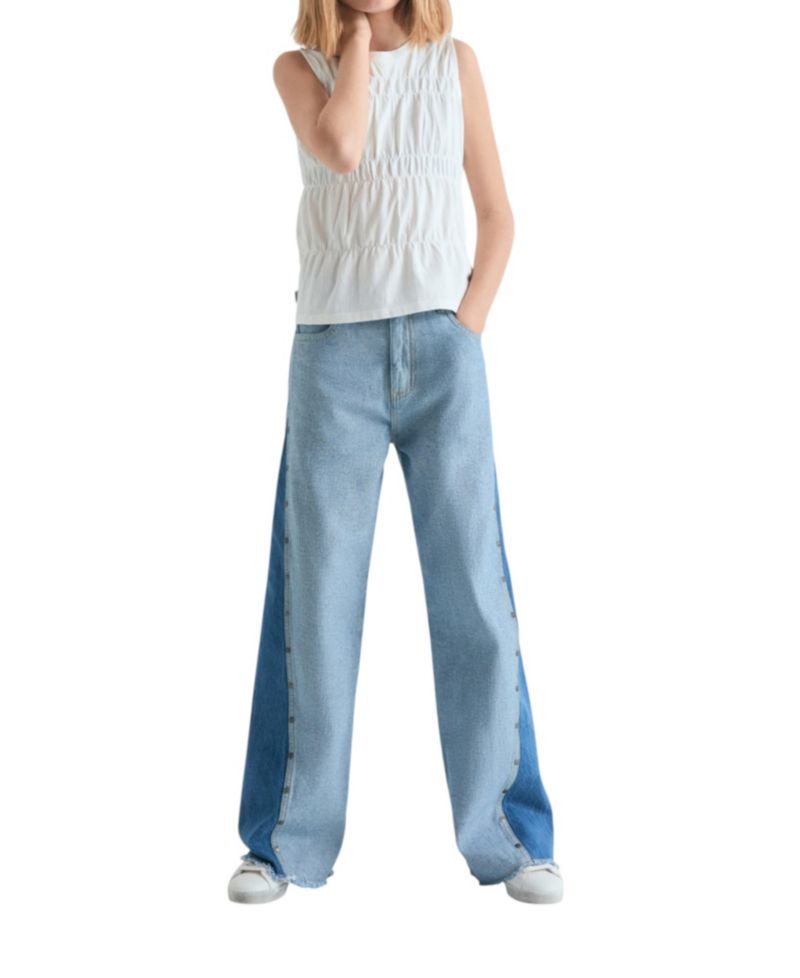 Girl's 4T - 16 Wide Leg Bicolor Denim Pants