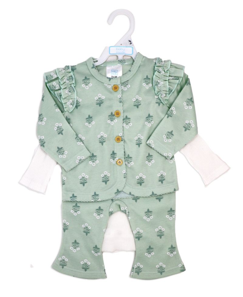 Baby Girls Misty Rose Bell Bodysuit, Pants and Jacket, 3-Piece Set