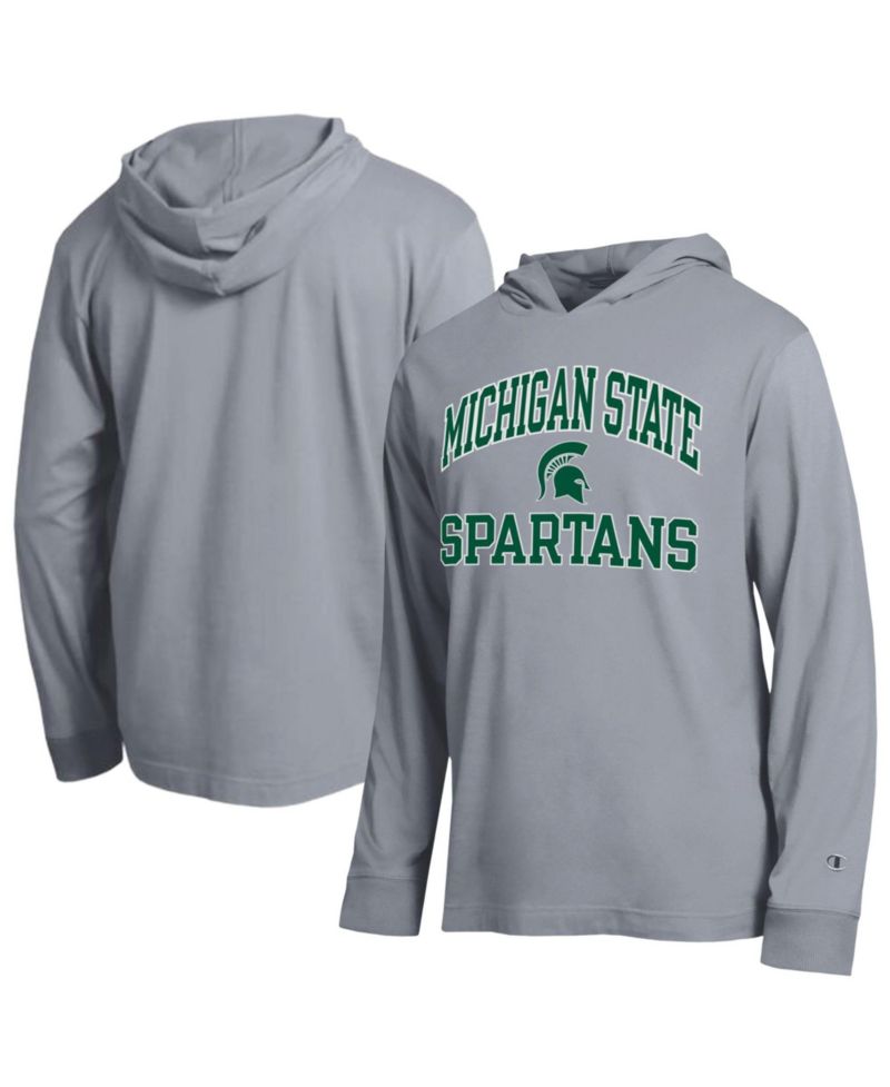 Men's Heather Gray Michigan State Spartans High Motor All-Star Long Sleeve Hooded T-Shirt