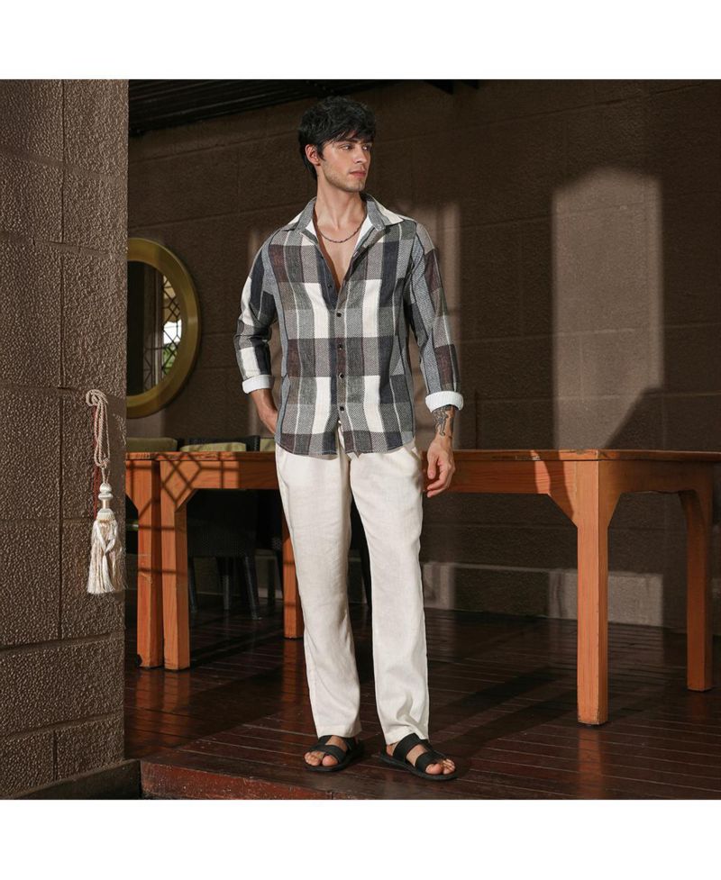 Men's Multicolour Woven-Block Oversized Shirt