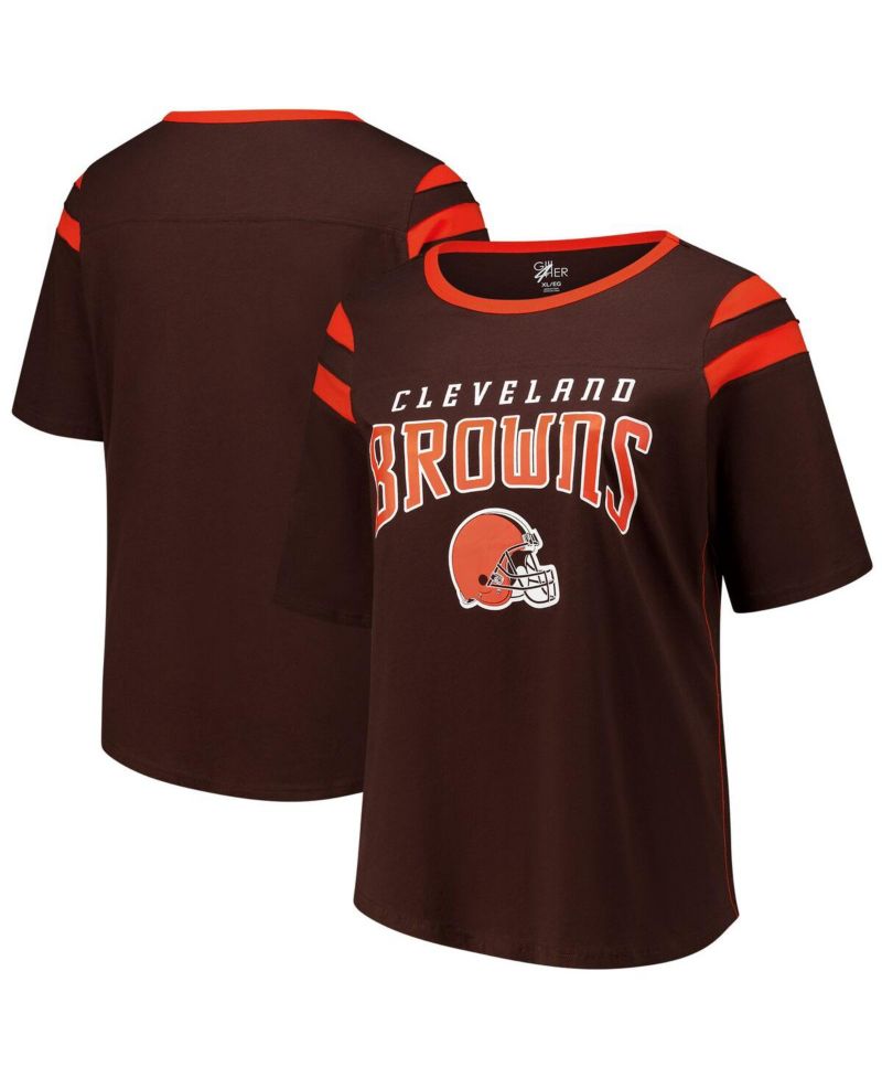 Women's Brown Cleveland Browns Plus Size Linebacker T-Shirt