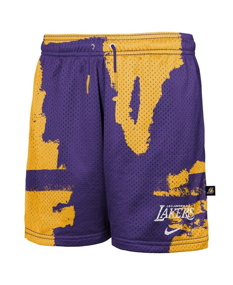 Big Boys and Girls Purple Los Angeles Lakers Courtside Pro Shot Dri-FIT Mesh Practice Shorts