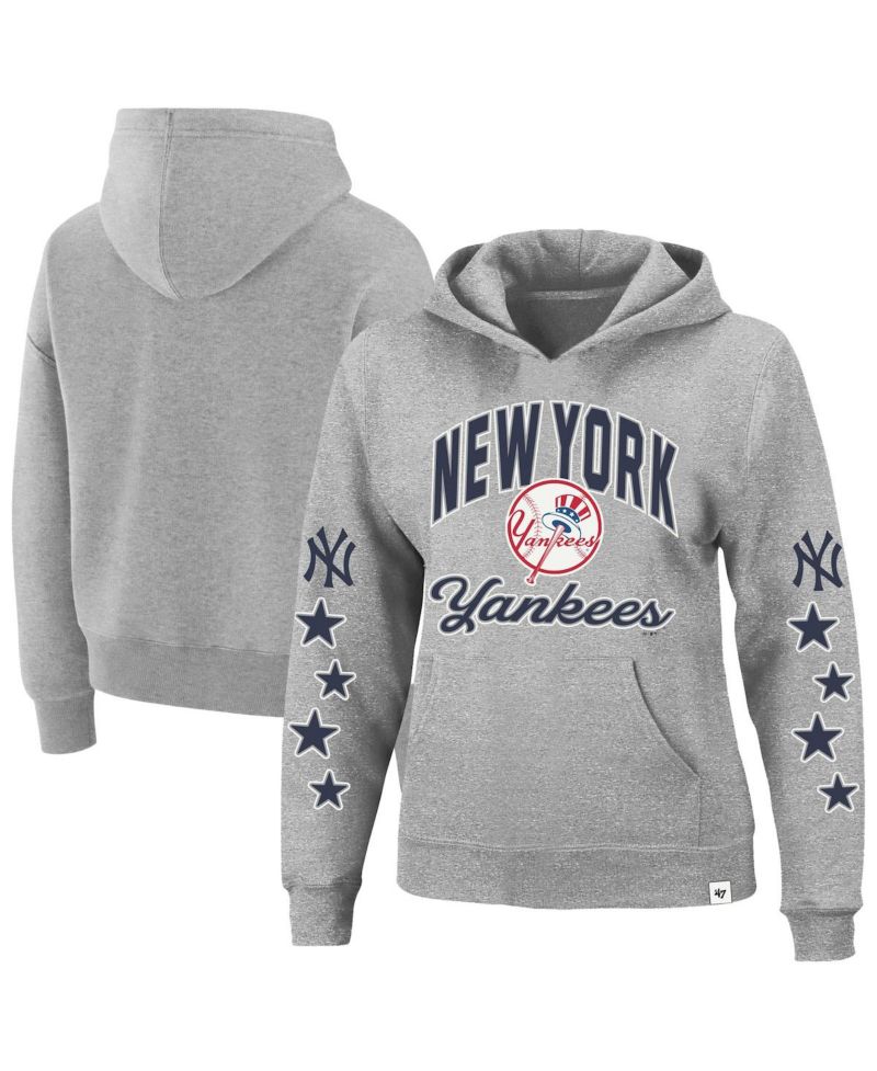 Women's Heather Gray New York Yankees Plus Size Starry Eye Hoodie