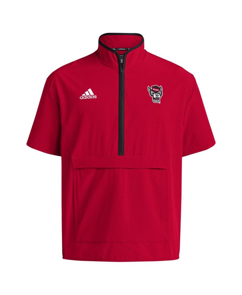Men's Red NC State Wolfpack Coaches Sideline Half-Zip Short Sleeve Jacket