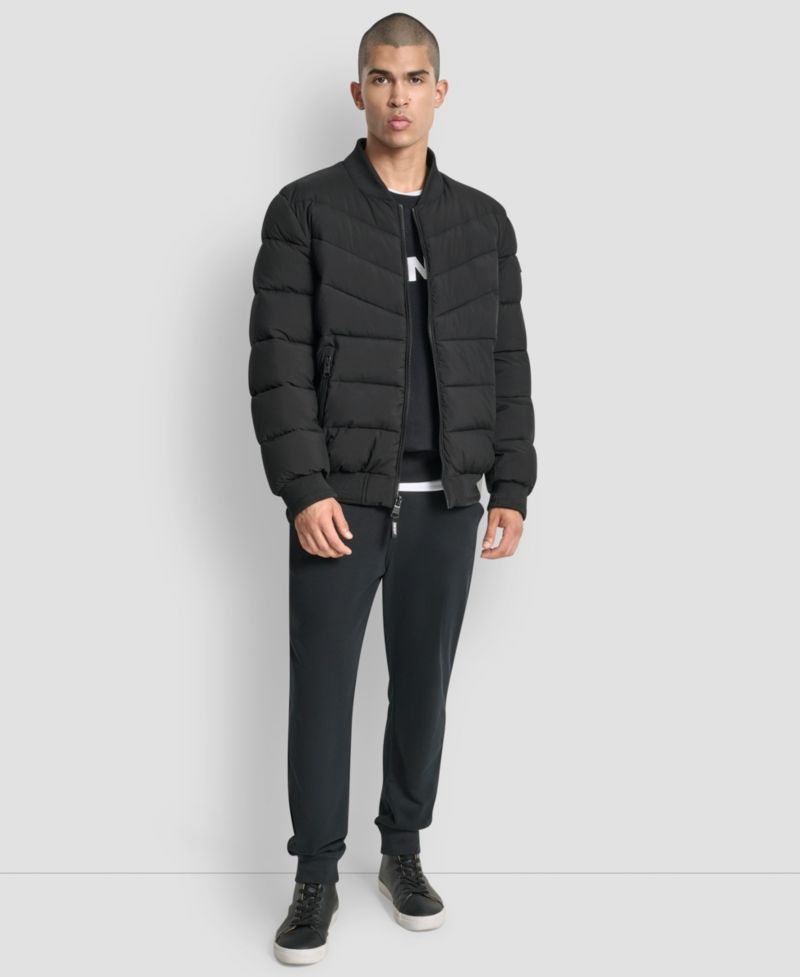 Men's Hooded Quilted Puffer Bomber Jacket