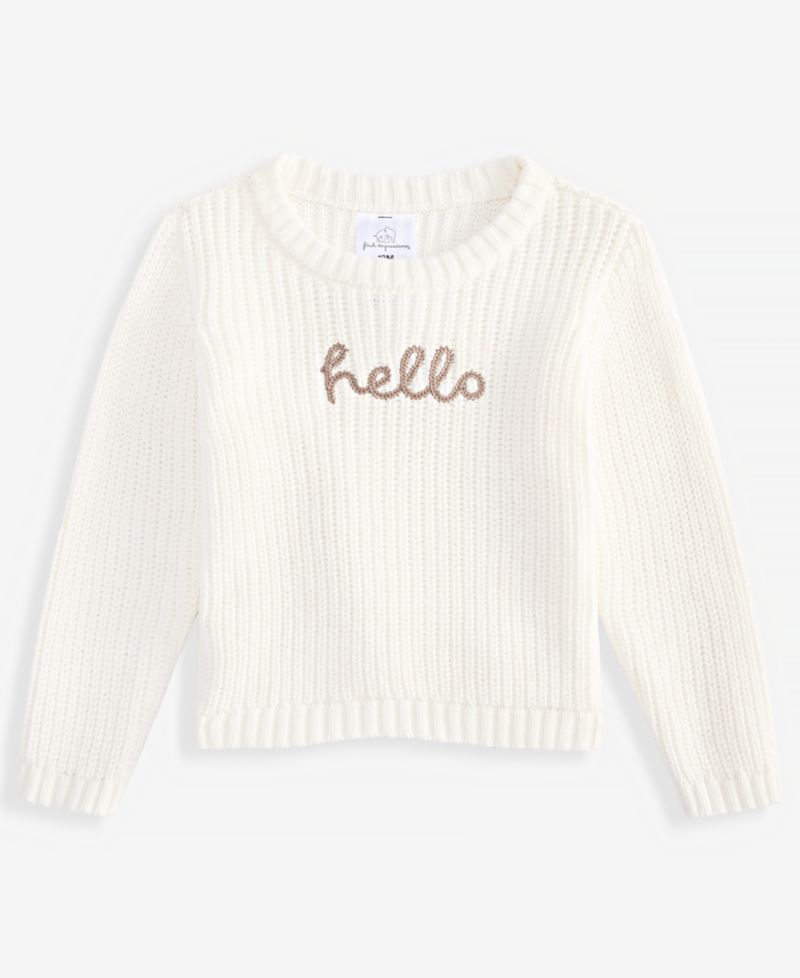 Baby 0M-24M Mix & Match Long-Sleeve Cotton Hello Sweater