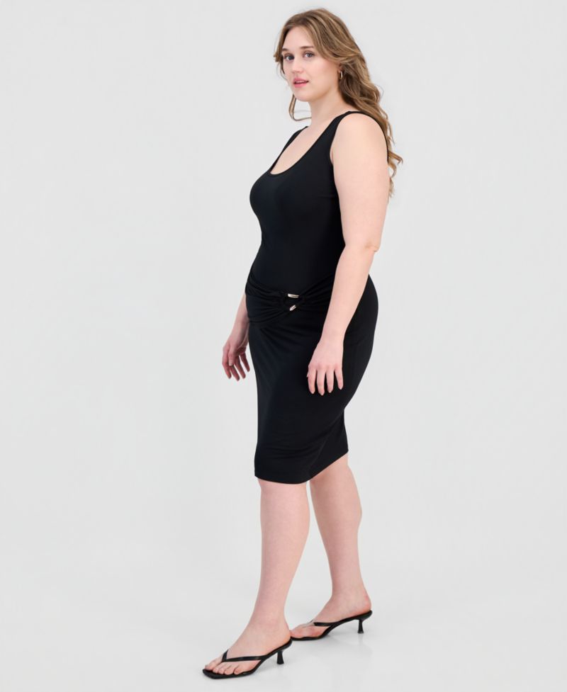 Trendy Plus Size Sash-Belt Bodycon Dress