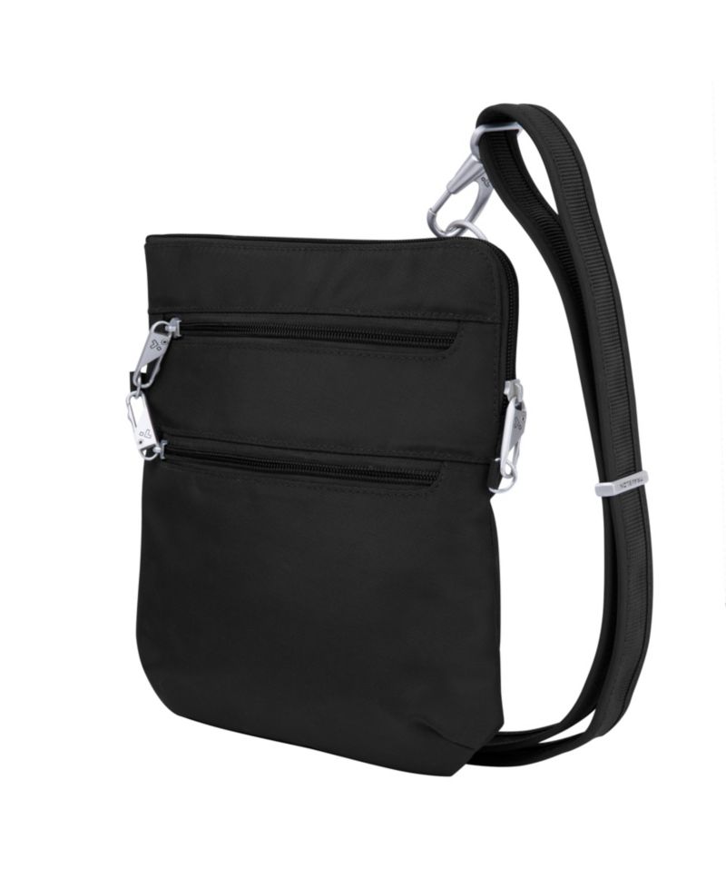 Anti-Theft Classic Slim Double Zip Crossbody Bag
