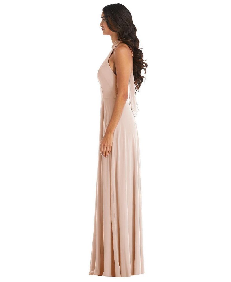 Women's High Neck Halter Backless Maxi Dress