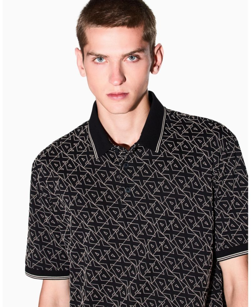 Men's Allover Logo Collar Tipping Polo Shirt