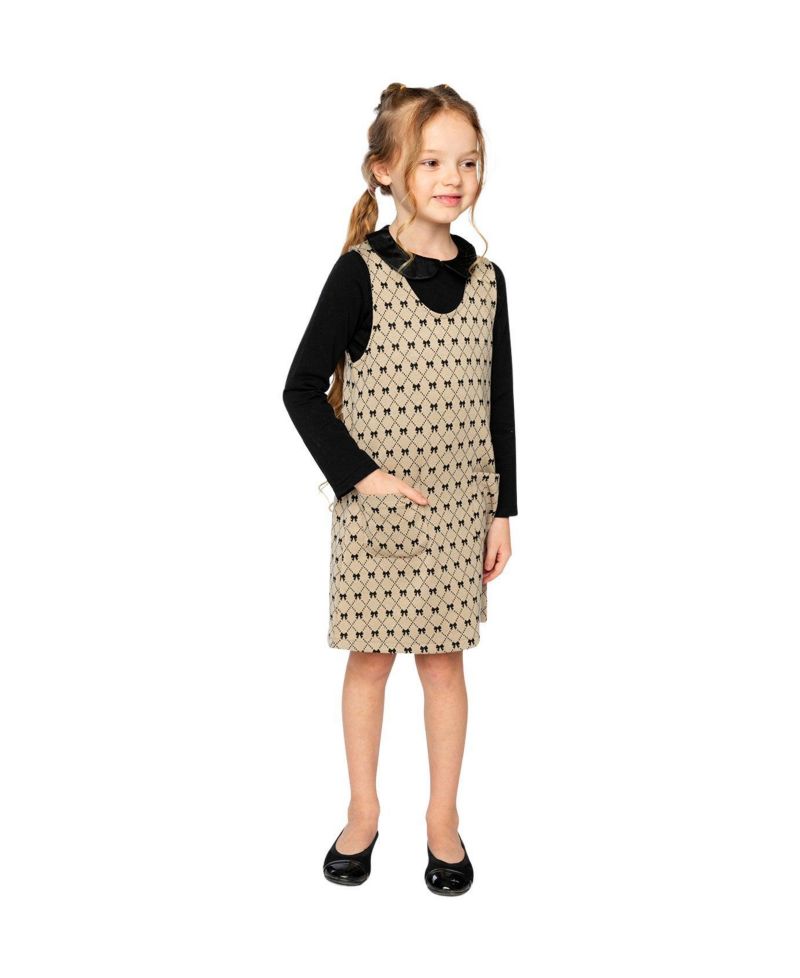 Big Girls (6-14) Jumper Bow Tie Print