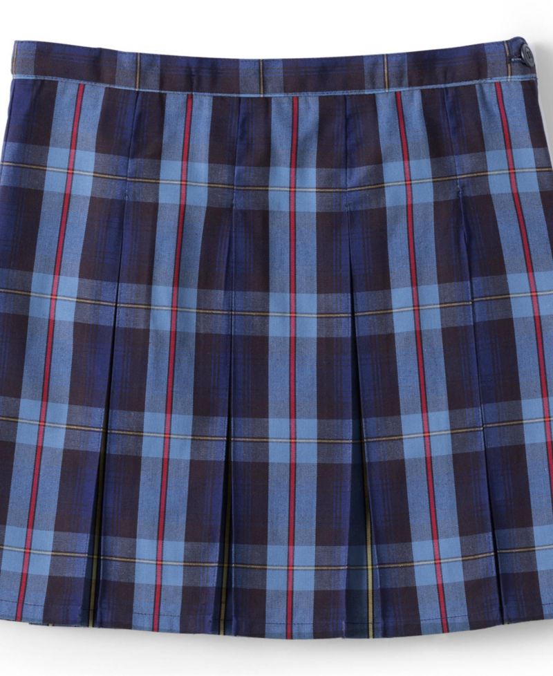 Girls Plaid Box Pleat Skirt Top of the Knee