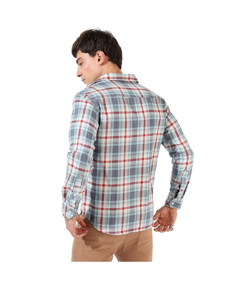 Men's Multicolour Checkered Regular Fit Casual Shirt