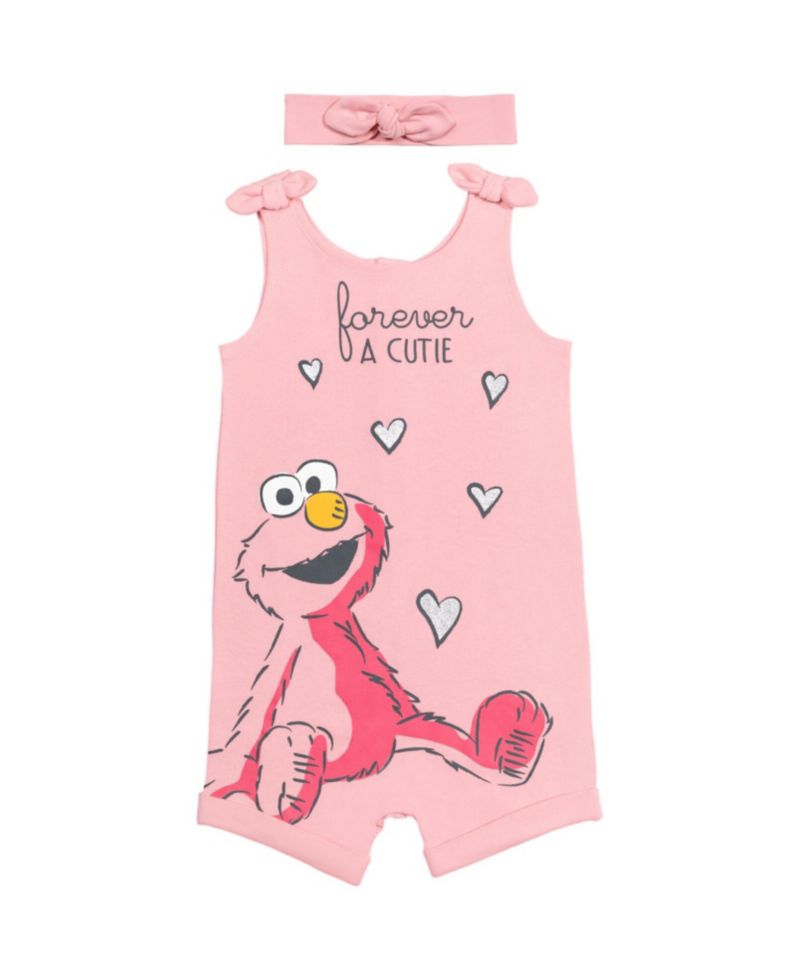 Toddler Girls Elmo Romper and Headband Newborn to