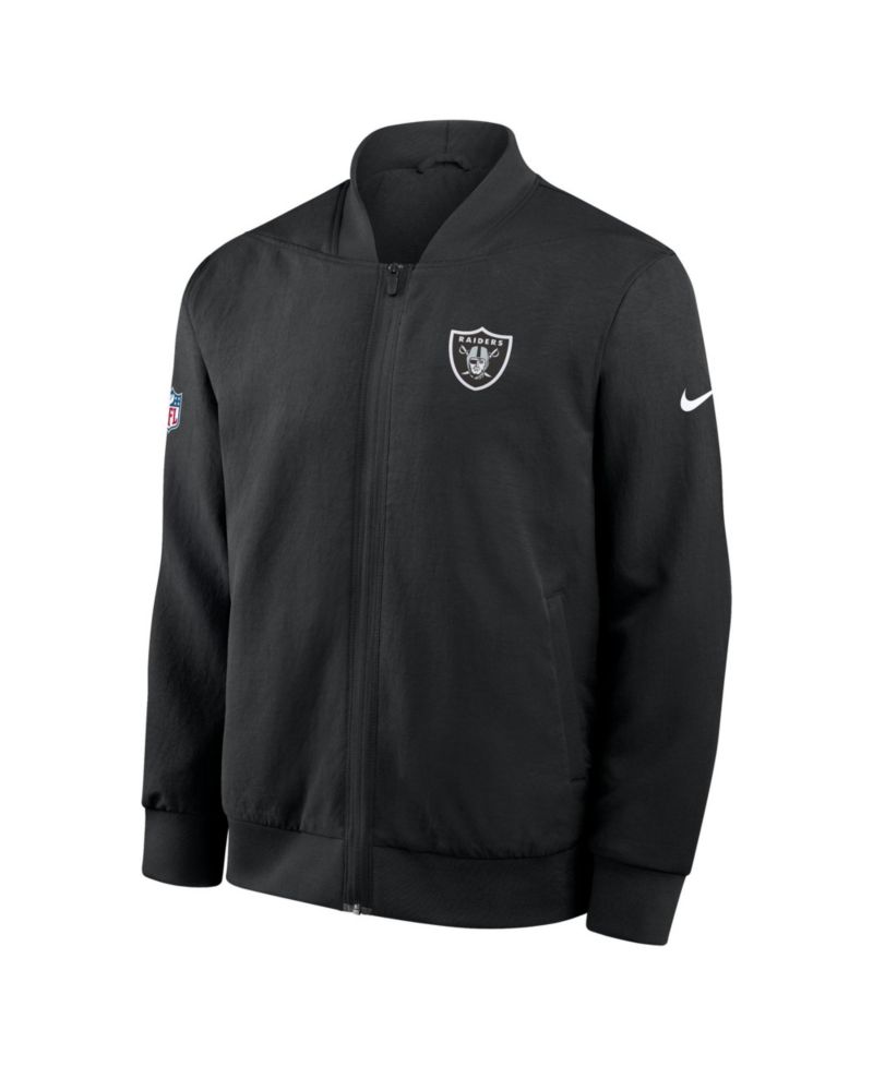 Men's Black Las Vegas Raiders Sideline Powerful Blocking Full-Zip Dri-FIT Bomber Jacket