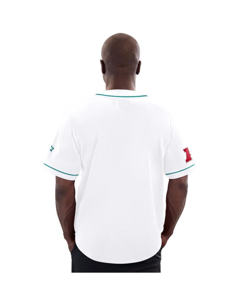 Men's White Miami Dolphins Relay Full-Button Baseball Jersey