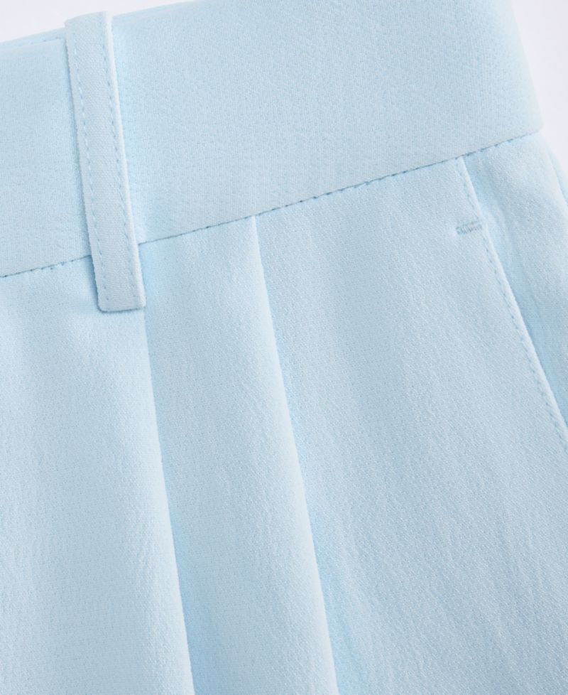 Women's High-Rise Polished Crepe Pleated Wide-Leg Trousers