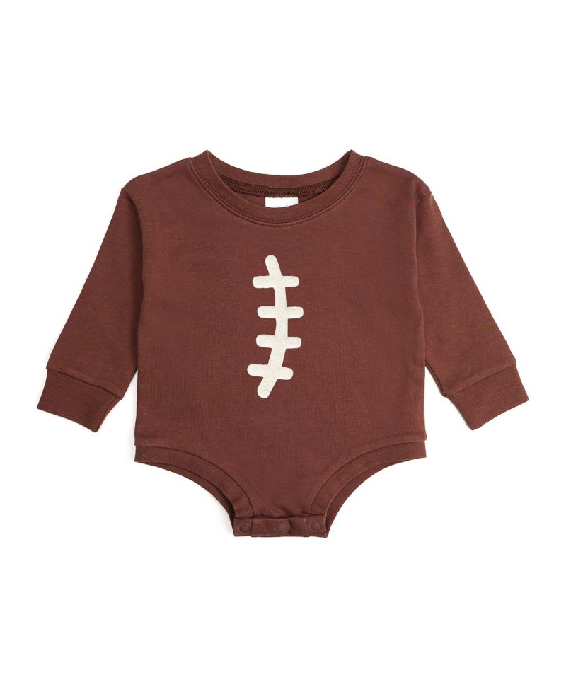 Baby Boys Football Lace Patch Long Sleeve Romper