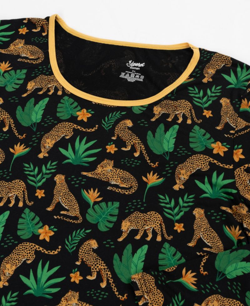 Women's Matching Family Two-Piece Cooling Bamboo Viscose Long Sleeve Pajamas - Nature and Wildlife Print