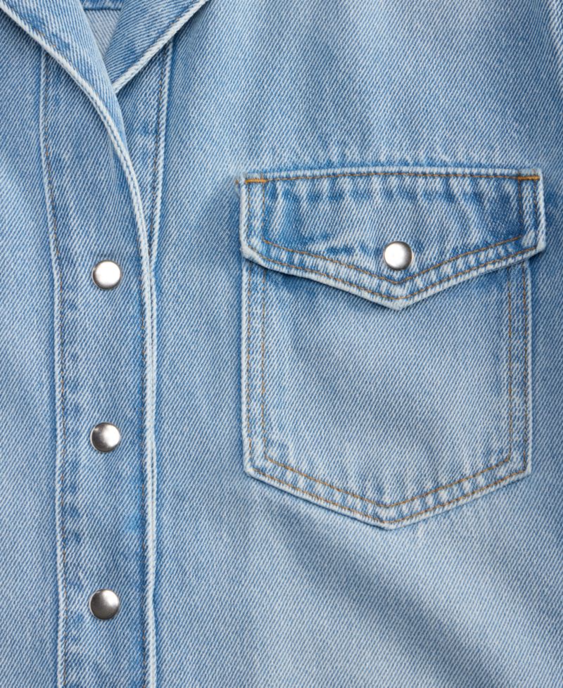 Women's Soft Denim Button-Front Short-Sleeve Shirt