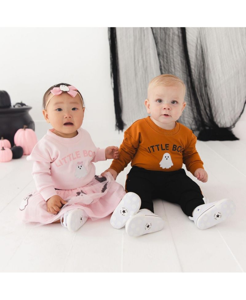 Baby Boys' Boo Patch Long Sleeve Halloween Romper