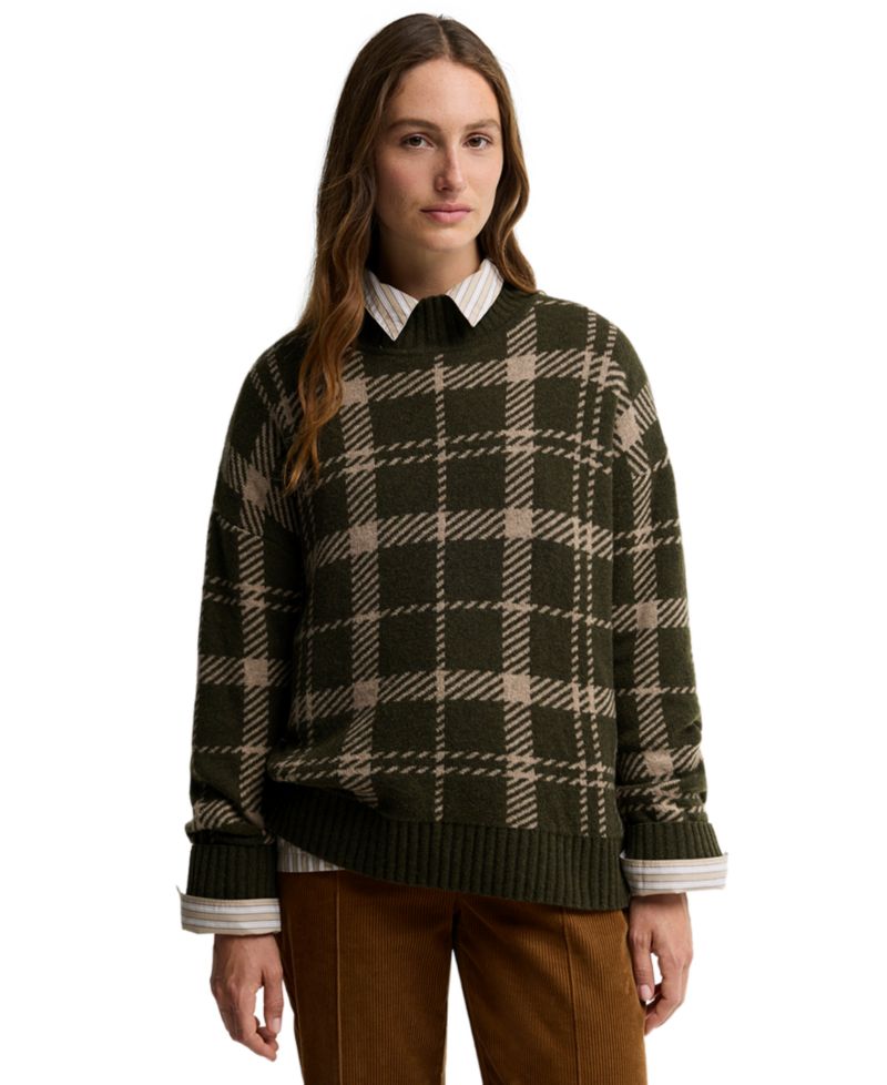 Women's Delilah Mock Neck Tartan Wool-Blend Sweater