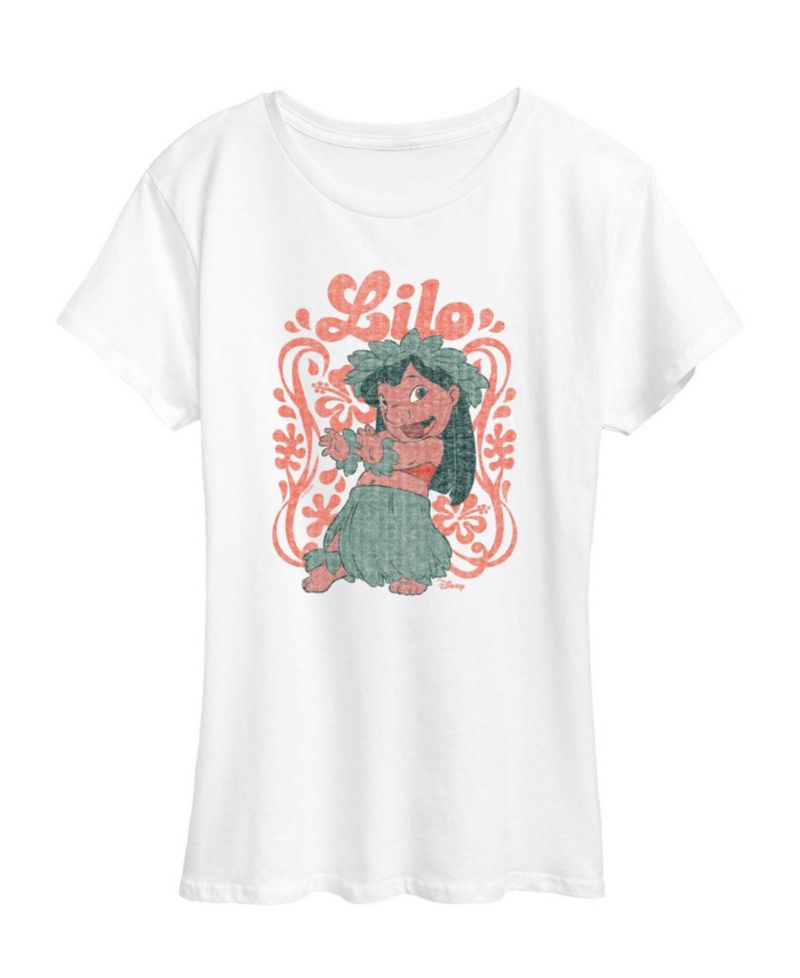 Plus Size Lilo Stitch Lilo Floral Frame Graphic T-Shirt