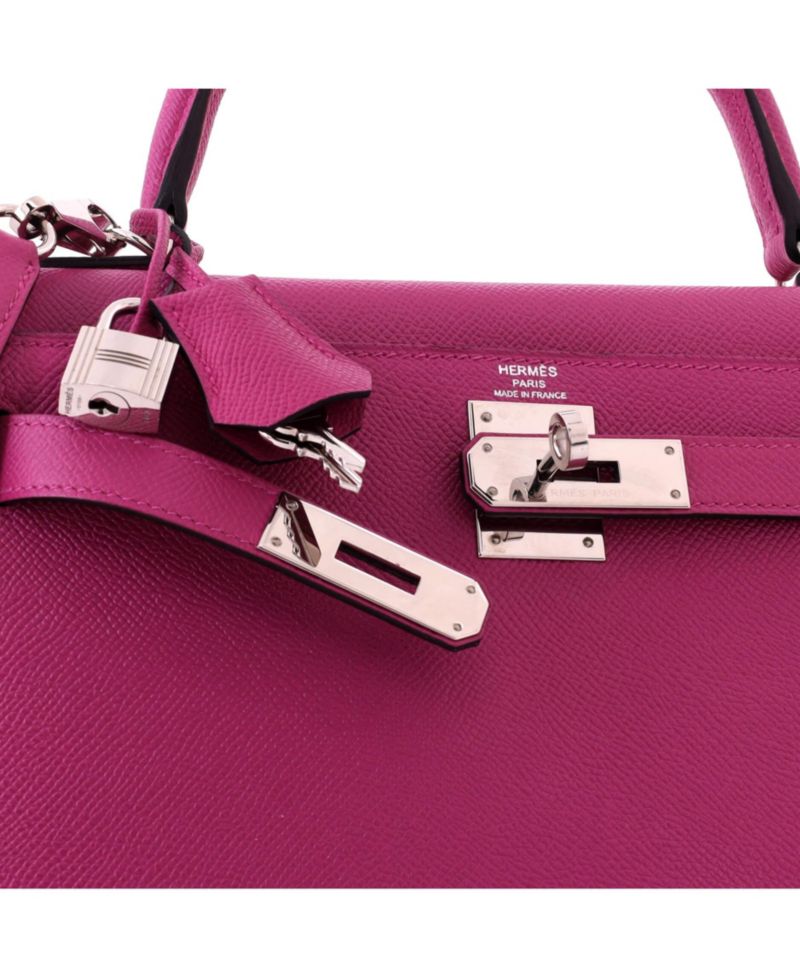 Pre-Owned Hermes Kelly 28 Handbag Pink Epsom with Palladium Hardware