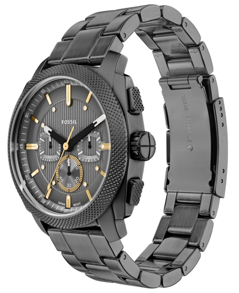 Men's Machine Chronograph Smoke Stainless Steel Watch, 44mm